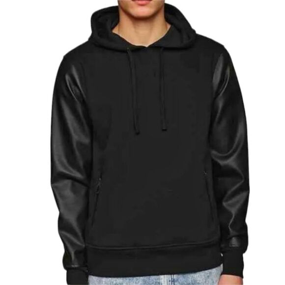 The Narrows by Urban Outfitters Hoodie with Faux Leather sleeves Men's s… - Picture 1 of 9
